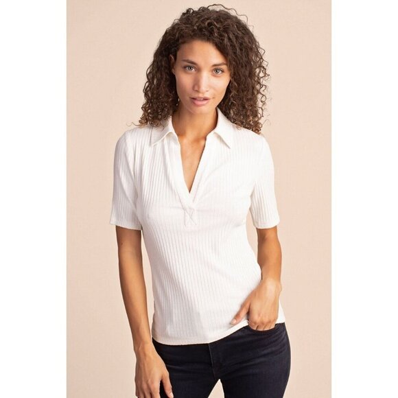 💕TRINA TURK💕 Ribbed Knit Nishi 2 Top ~ White Medium M NWT - Picture 1 of 14